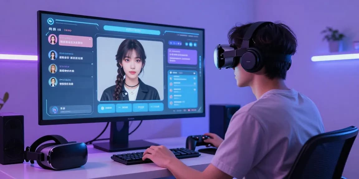 Engaging NSFW AI chat interaction with futuristic characters in a virtual environment.