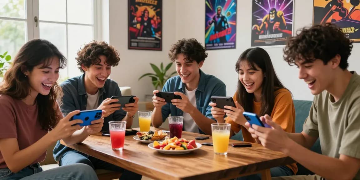 Friends playing 3 Patti Blue on mobile devices, download now for an engaging gaming experience.