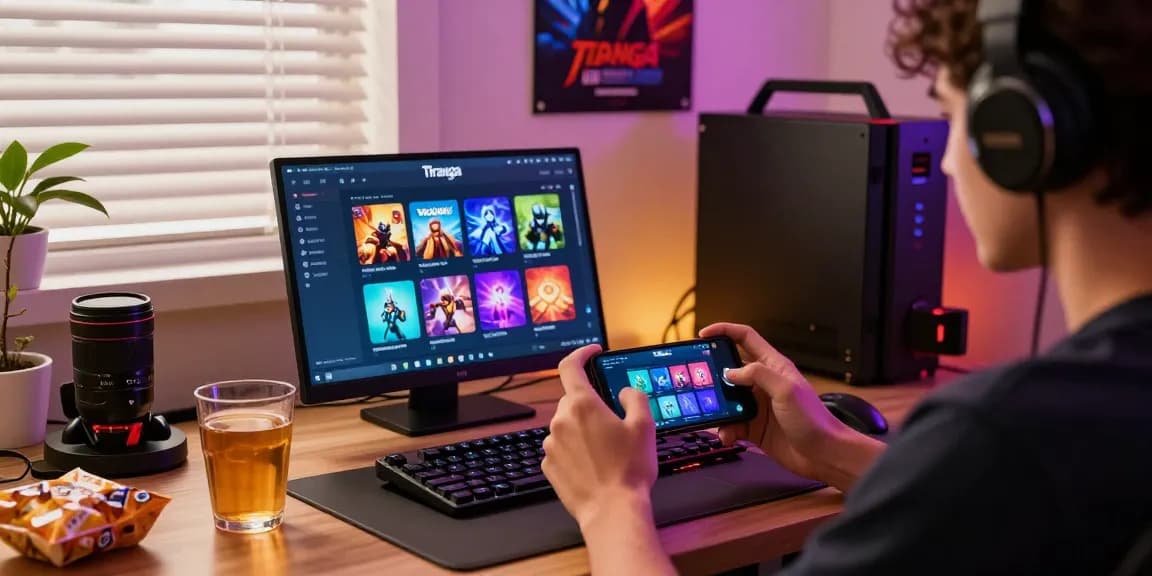 Tiranga Game user engaged on smartphone, showcasing vibrant gaming atmosphere.