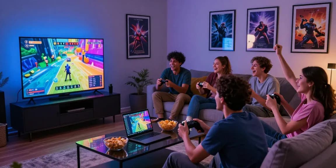 Friends playing pk365-game in a cozy living room, enjoying their gaming night.