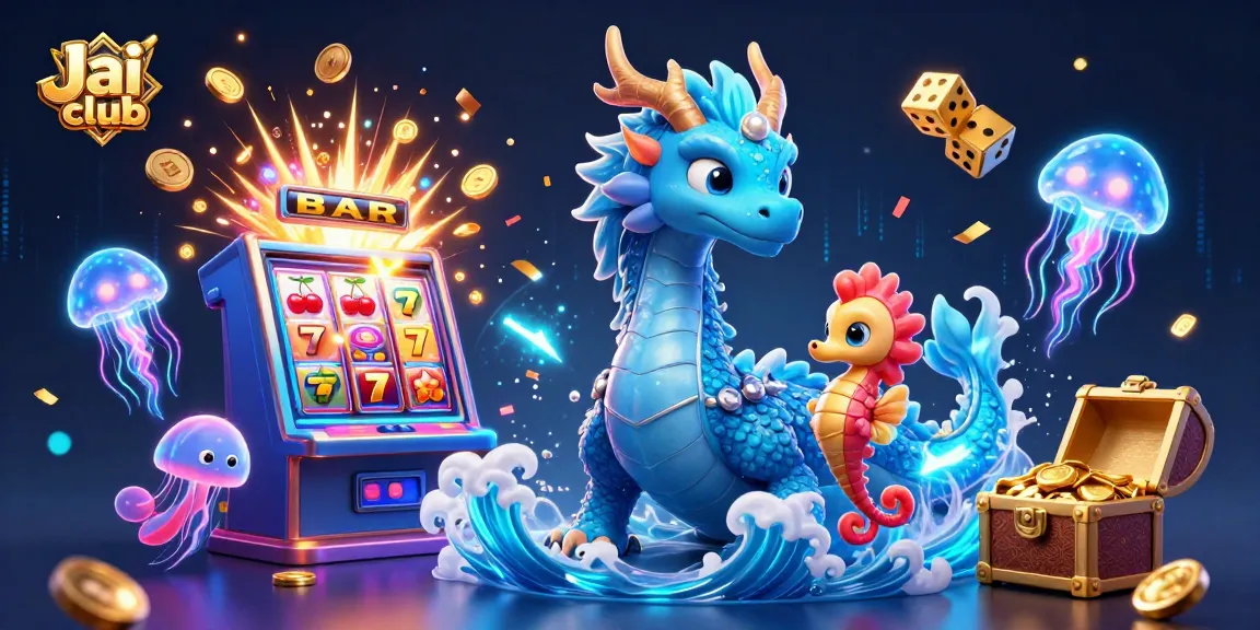Play exciting games at Jai club with a vibrant 3D illustration showcasing thrilling casino elements.