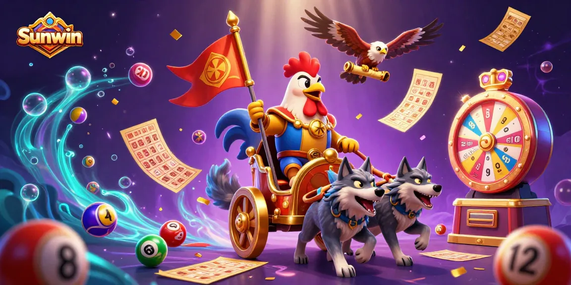 Sunwin rooster warlord brings exciting gaming elements to life with vibrant energy in a colorful casino scene.