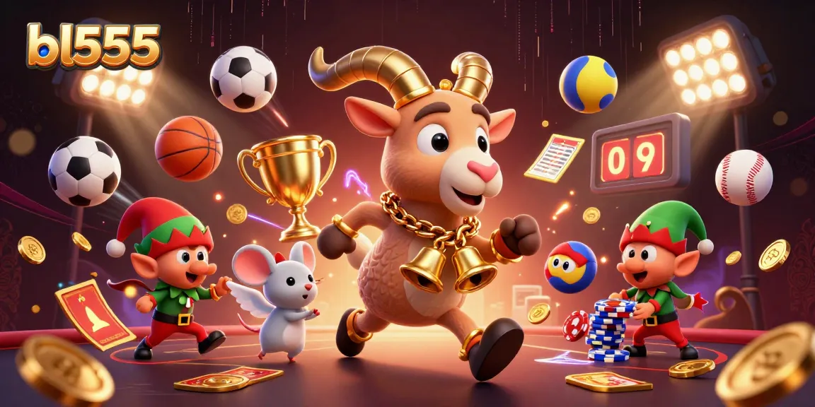 Experience the thrill of bl555 as festive characters interact in a vibrant casino scene with dynamic elements.