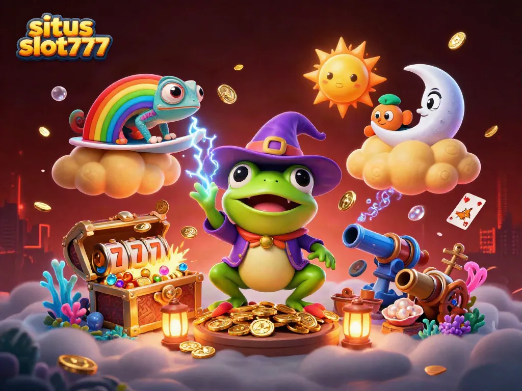 Menikmati keseruan situs slot777 dengan wizard beruang cuaca dan koin emas yang mengalir.