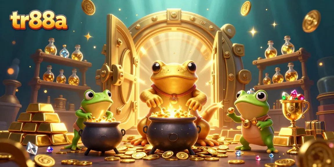 Play slots and earn rewards with tr88a, featuring gold coins and vibrant casino elements.