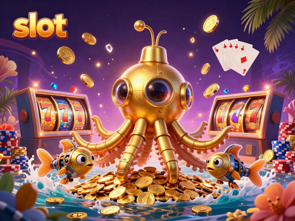 Engaging slot scene featuring a kraken submarine, lucky sevens, and vibrant casino elements