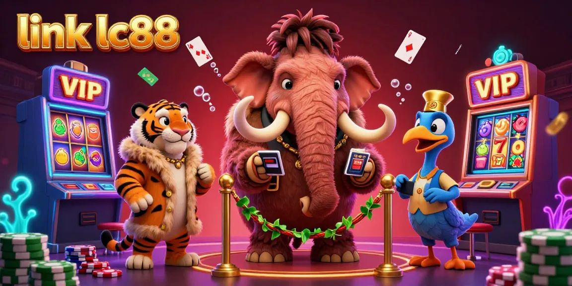 Engaging link lc88 casino illustration with vibrant characters and dynamic elements showcasing energetic gaming.