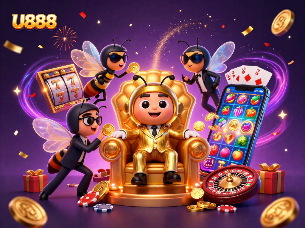 Engage in thrilling gaming action at U888 with the charismatic bumblebee mob boss and eye-catching slot games.
