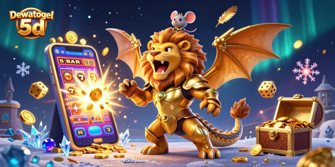 Experience thrilling wins with Dewatogel 5d in this vibrant casino illustration featuring jackpot excitement.