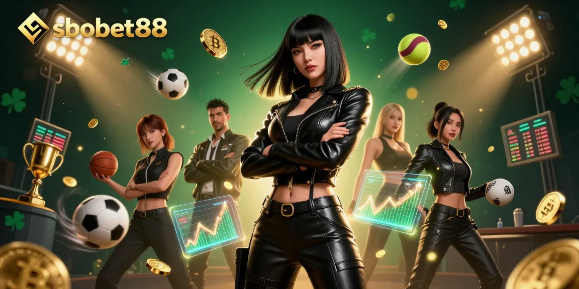 Experience thrilling action with sbobet88 in this vibrant sports betting illustration.