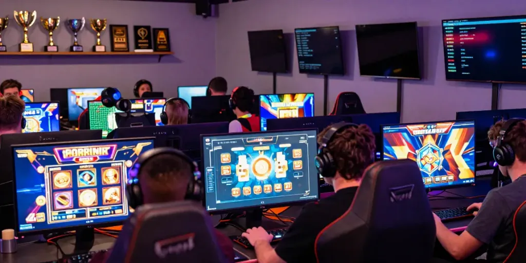 Players experiencing the thrill of bro138 online slots in an energetic gaming environment.