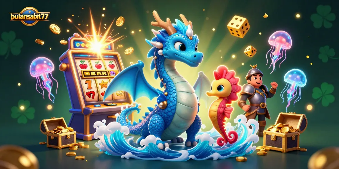 Engage in thrilling spins at bulansabit77 featuring a majestic water dragon and seahorse knight.