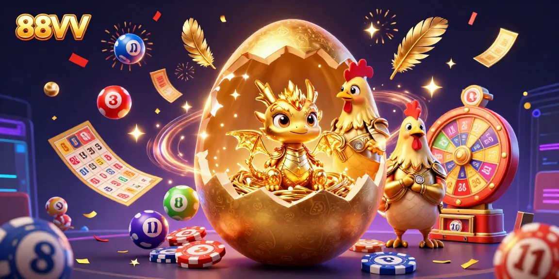 Experience thrilling gaming at 88VV with a vibrant illustration showcasing golden dragon lore and casino excitement.
