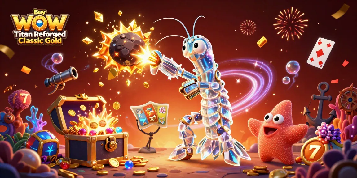 Buy WoW Titan Reforged Classic Gold with dynamic casino elements sparks excitement in this colorful illustration.