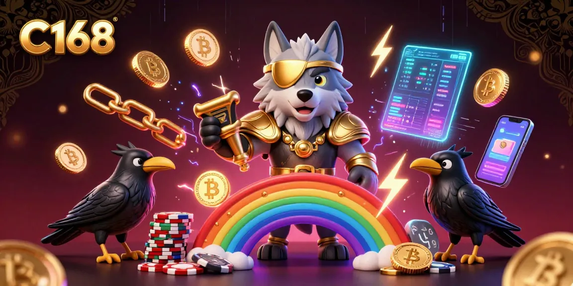 C168 brings innovative gaming with 3D Norse characters amidst casino chips and cryptocurrencies