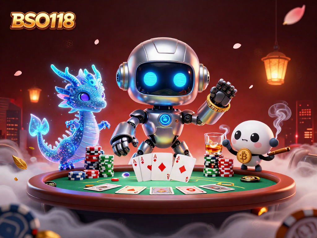 Experience BSO118's vibrant casino scene with high-stakes poker action and crypto elements.