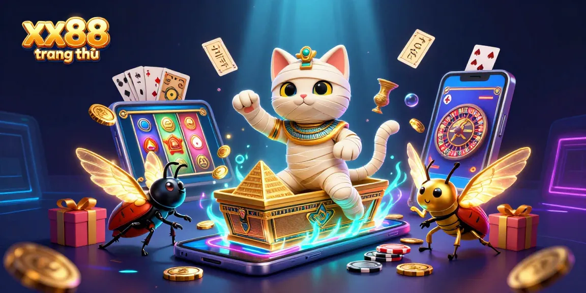Unleash excitement with the xx88 trang chủ as an Egyptian mummy cat and scarab beetle bring the casino to life.