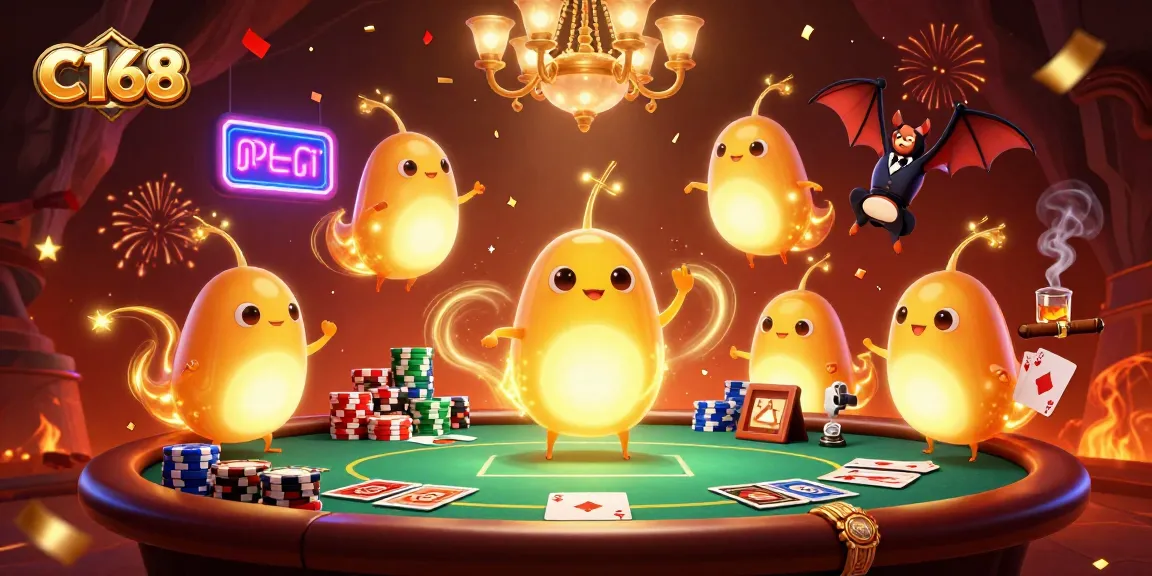 Light up your game at C168 with lively glowworms in a vibrant casino scene.