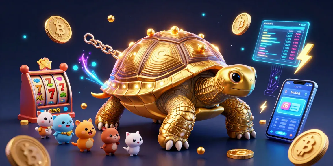 Engage in exciting games at 98win with a vibrant 3D illustration showcasing animated casino elements and cryptocurrencies.