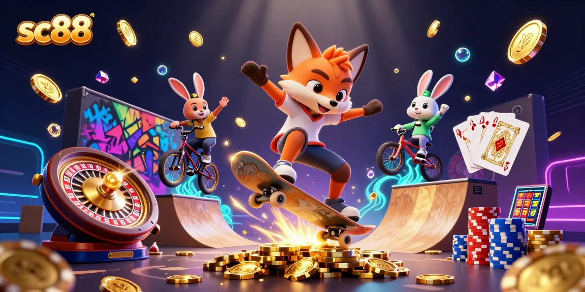 Experience thrilling gameplay at sc88 with vibrant casino-themed 3D digital art featuring exciting characters.