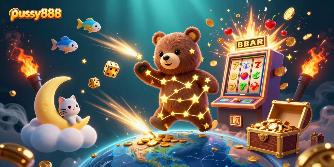 Play thrilling slots with pussy888 and enjoy jackpots in this vibrant casino scene.