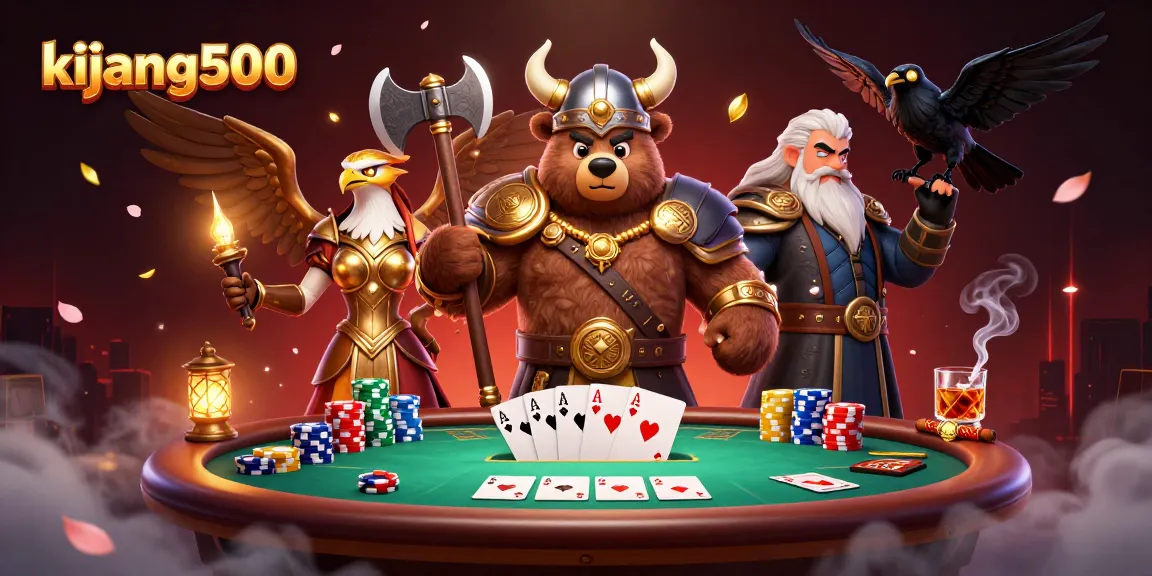 Engage with exciting poker action in a vibrant kijang500 casino scene featuring dynamic characters and game elements.