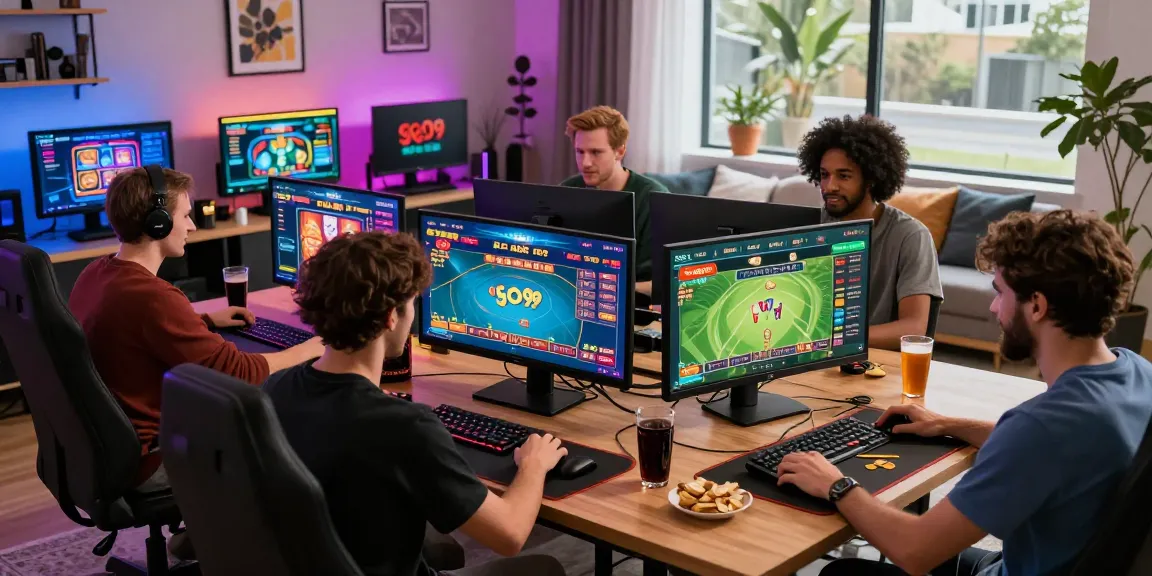 Players enthusiastically enjoying go99 games in a stylish living room setup, showcasing interactive gaming and vibrant atmosphere.