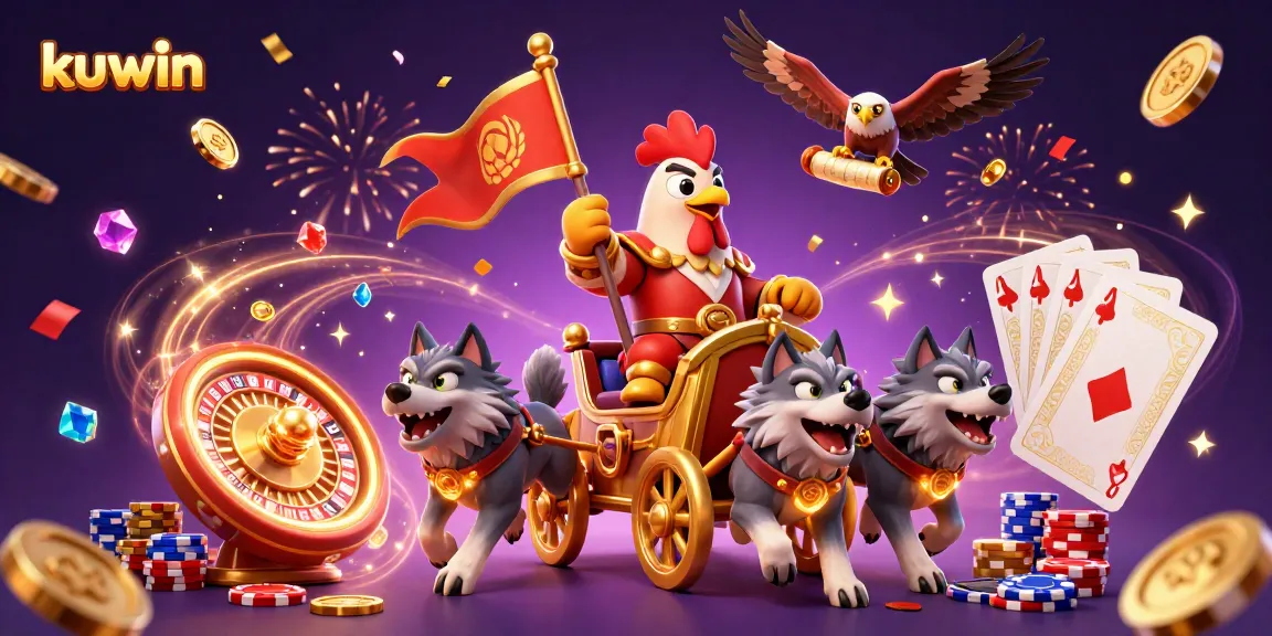 Kuwin players enjoying expert strategies with a golden war chariot and gaming elements.