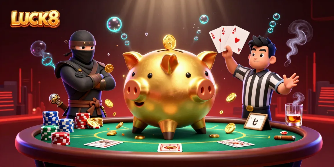 Experience thrilling gameplay with LUCK8 in this vibrant casino scene featuring dynamic characters.