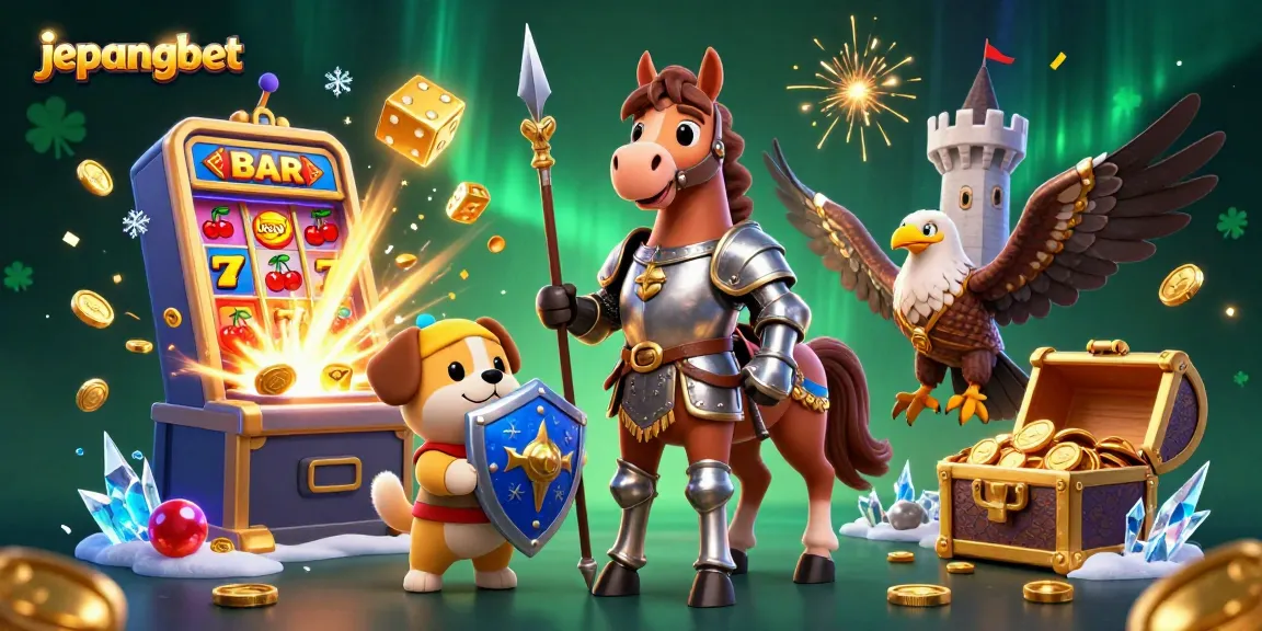 Experience thrilling wins at Jepangbet with a vibrant scene of slot machines and fun game elements.