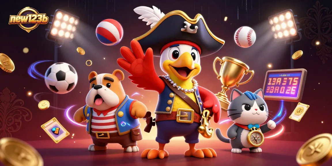 Betting triumphs await at new123b with dynamic sports elements and characters in action!