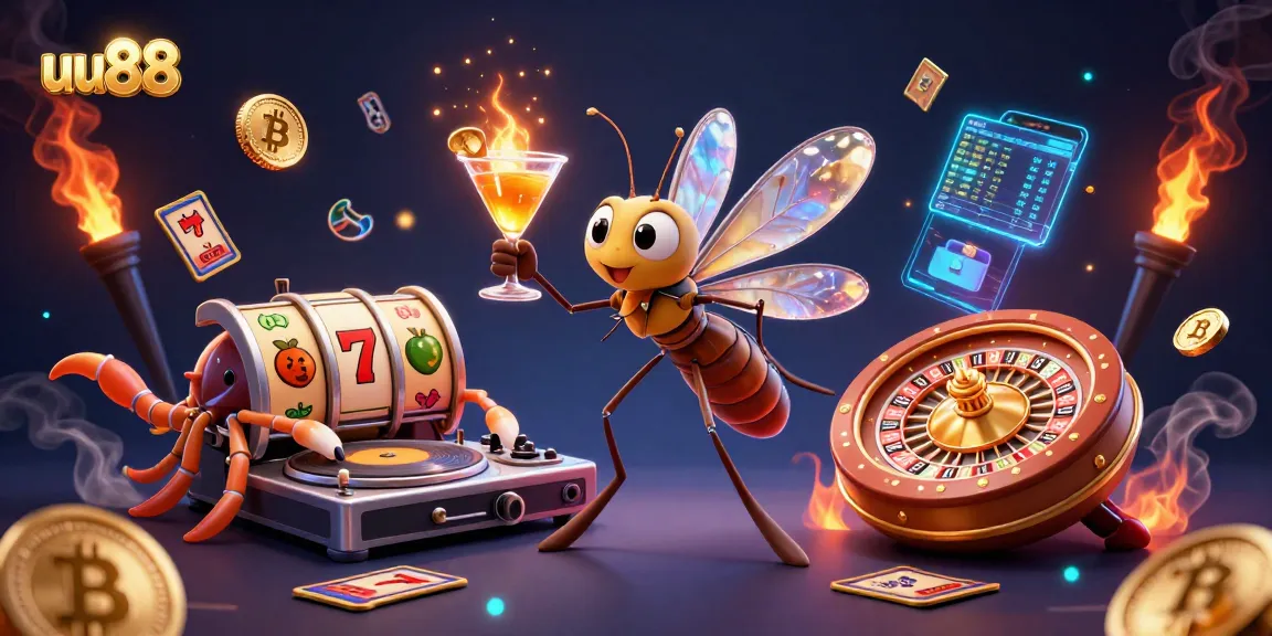 uu88 showcases a vibrant casino scene with animated characters and various gaming symbols.