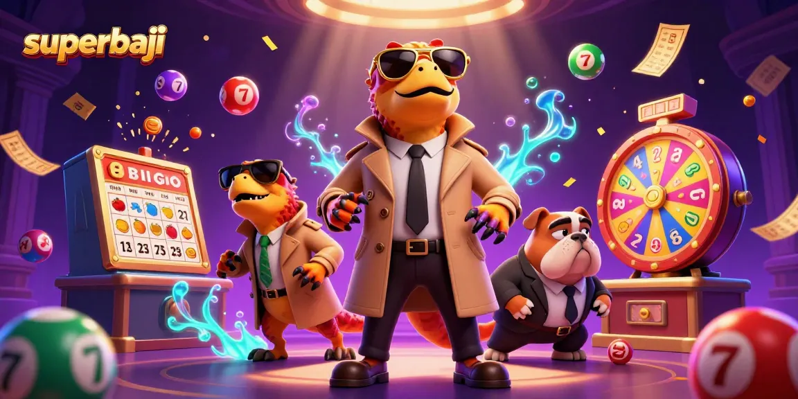 Engage in thrilling gameplay at Superbaji with colorful lottery balls and vibrant casino elements.