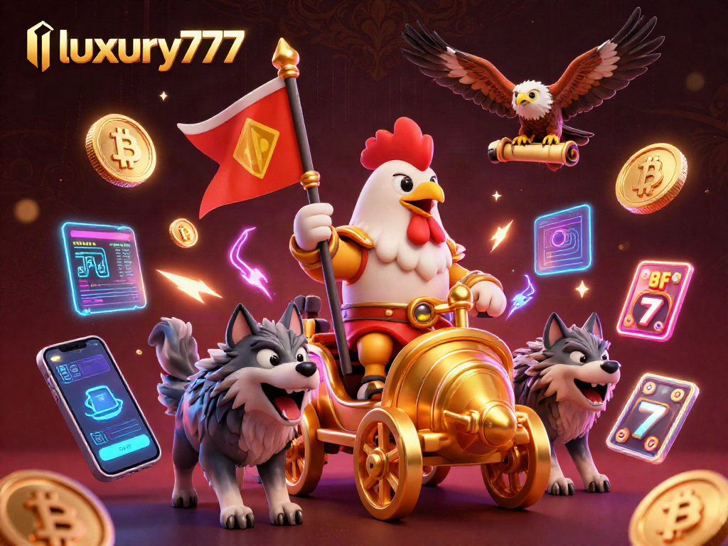 Menang besar dengan luxury777 dalam ilustrasi 3D penuh warna dan detail dari dunia kasino.