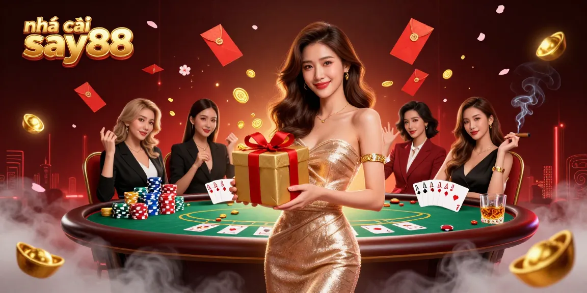 Engage with nhà cái say88 in a festive casino atmosphere, featuring dynamic poker elements.