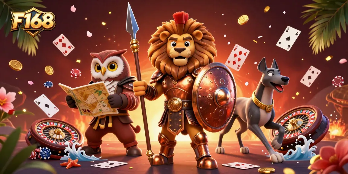 Experience thrilling gameplay at F168, where vibrant poker scenes and action unfold amidst golden coins and colorful confetti.