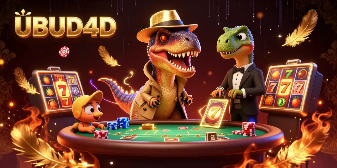 Experience thrilling action with UBUD4D as a velociraptor card counter and dinosaur pit boss in a casino setting.