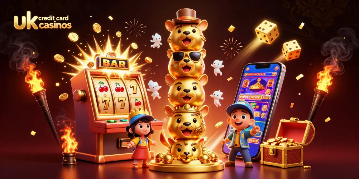 Engaging scene of uk credit card casinos showcasing a captivating totem and dynamic slot machine action.