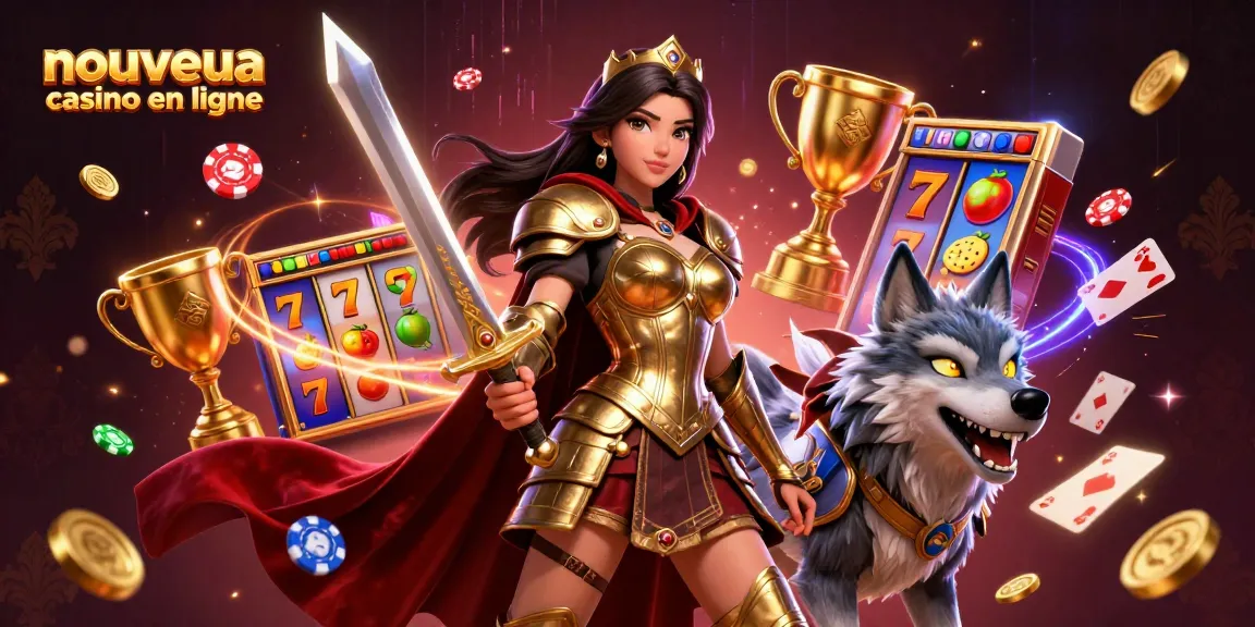 Engage with the exciting world of nouveau casino en ligne featuring energetic game elements and a dynamic warrior scene.