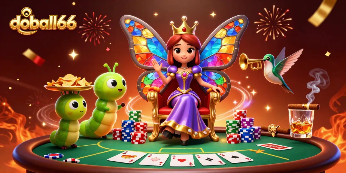 Experience doball66 thrilling action with a vibrant 3D casino scene filled with chips and cards.