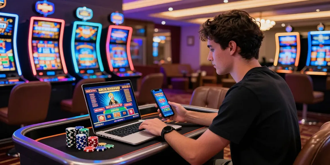 Player engaging at credit card casinos with vibrant gaming interface and colorful decor.