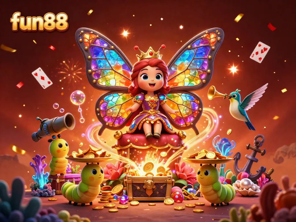 Experience excitement at fun88 with vibrant casino themes and characters in a captivating 3D illustration.