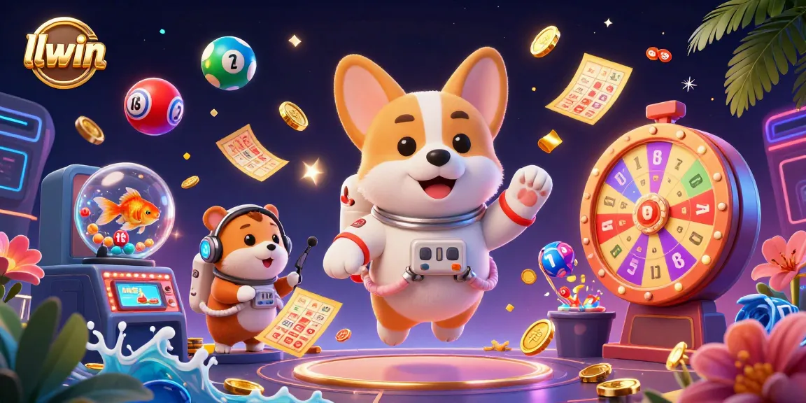 Experience llwin's gaming adventure with a floating astronaut corgi and dynamic casino elements.