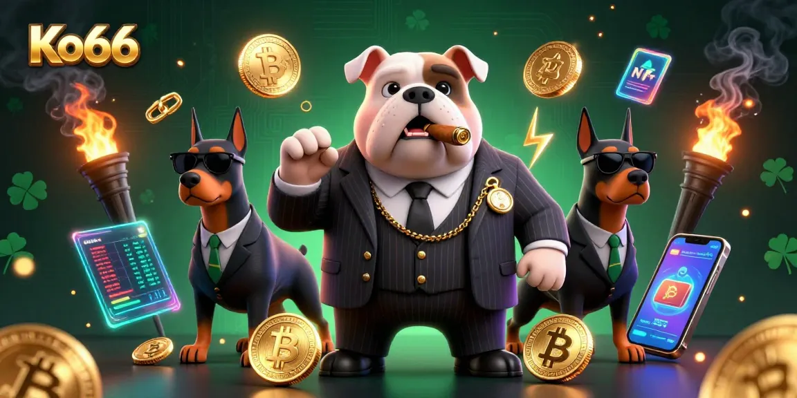 Experience Ko66's vibrant gaming scene with a casino-themed illustration showcasing dynamic characters and digital assets.