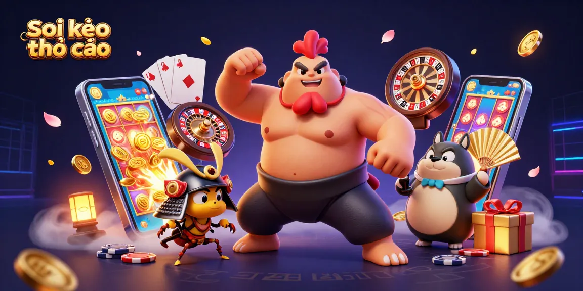Soi kèo nhà cái dynamic illustration showcasing sports betting elements and characters in action