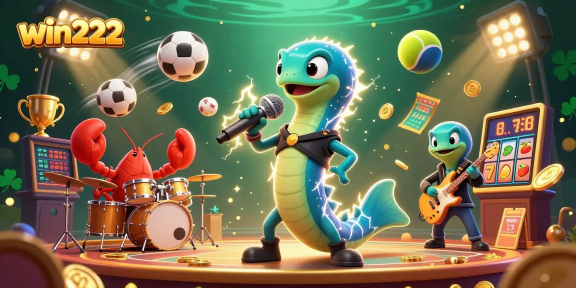 Experience the thrill of win222 games with electric eel performing at an underwater casino stage.