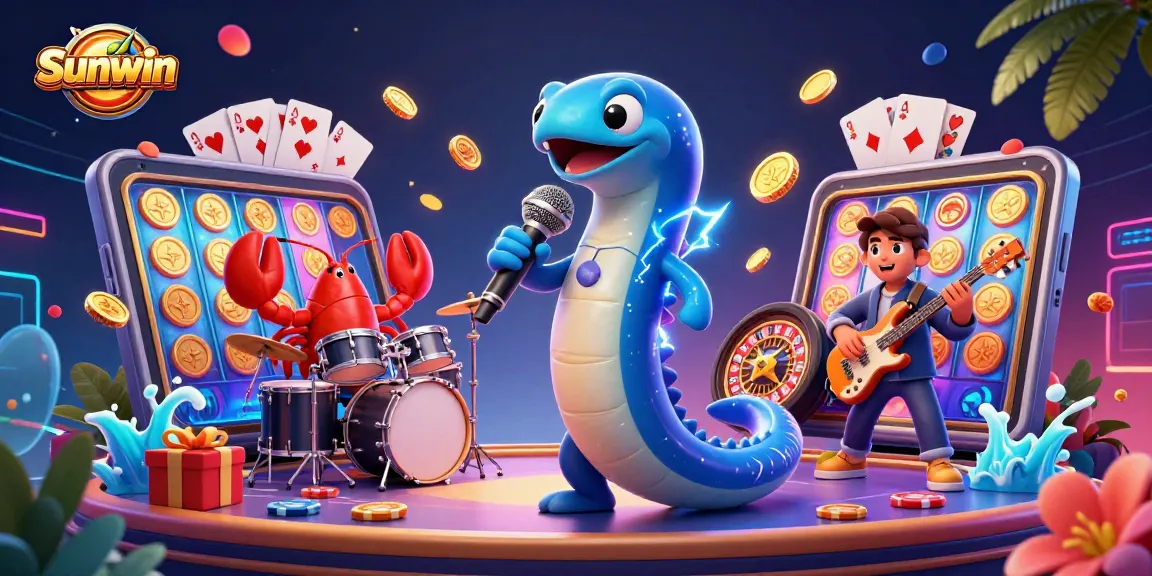 Experience the excitement of Sunwin in an underwater casino featuring vibrant characters and games.