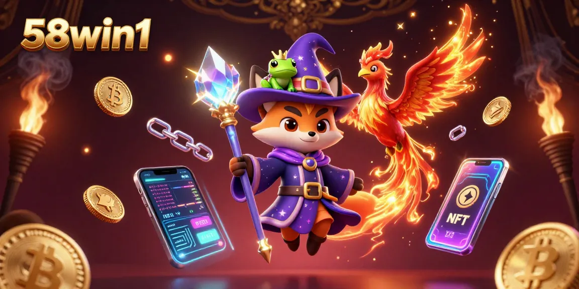 Experience the thrill of winning with 58win1 as a mystical wizard fox and phoenix guide you through an exciting online casino.