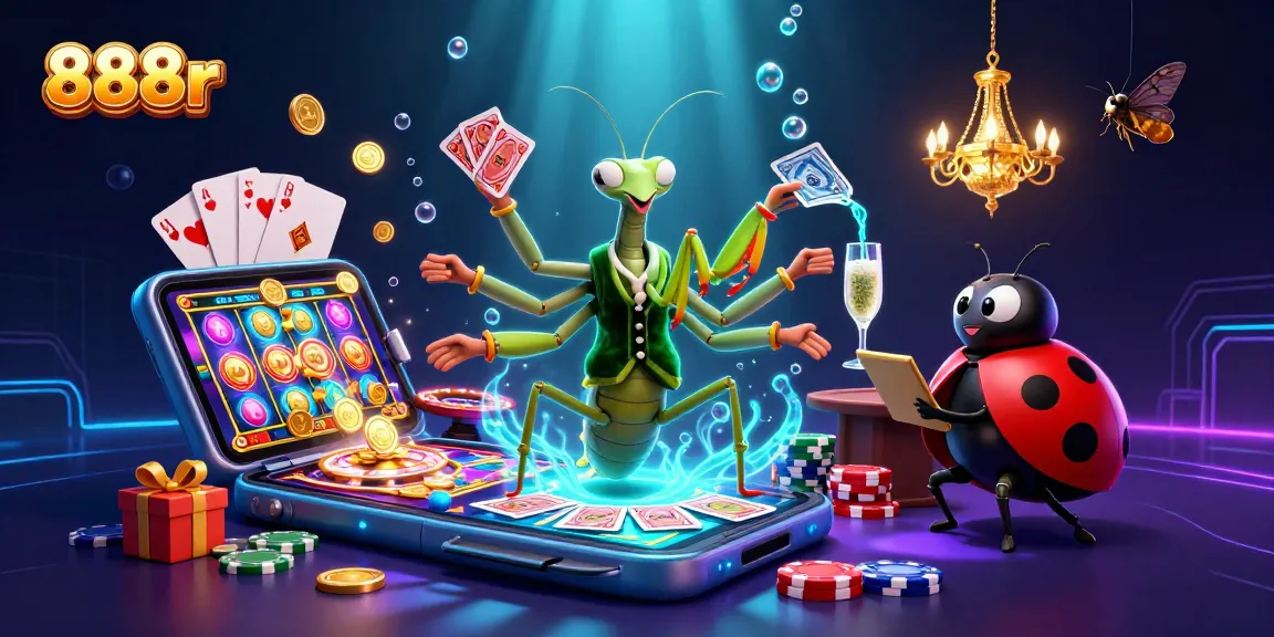 Experience thrills and excitement of 888r with a vibrant casino scene featuring engaging characters.
