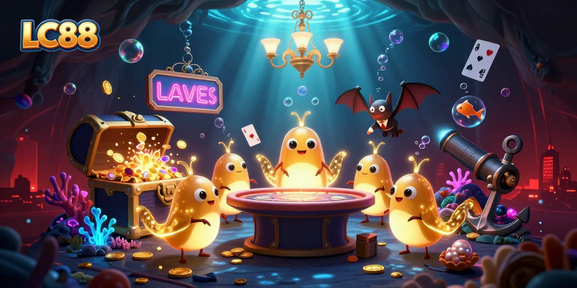 Experience the vibrant LC88 cave casino with glowworms lighting the way to big wins!